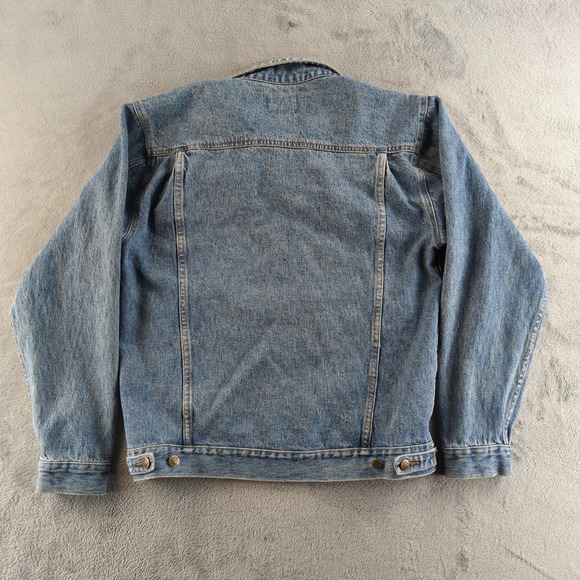 Vintage 90s Trucker Denim Jacket Mens 42T XL Tall Blue Make Hong Kong - Picture 4 of 13